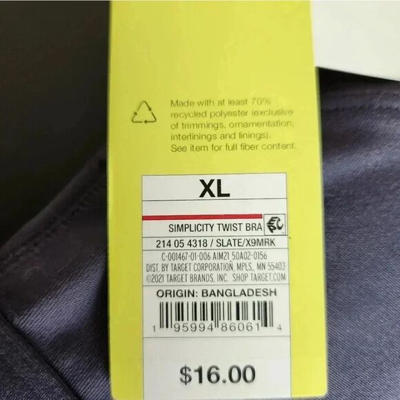 Nwt All in Motion slate gray sports bra XL - Picture 3 of 5